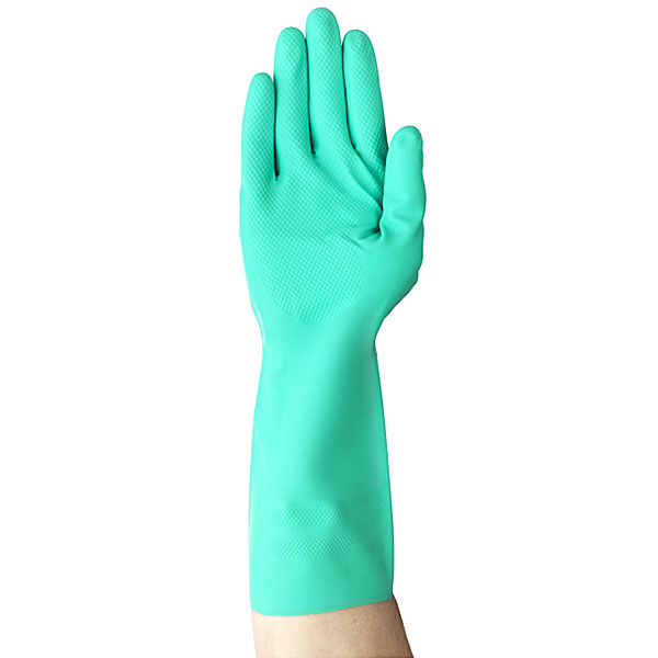 Toàn bộ lòng bàn tay và các ngón tay ở mặt trong đều được phủ nhám với mục đích tăng độ bám chắc chắn cho Găng tay chống hoá chất AlphaTec® Solvex® 37-176