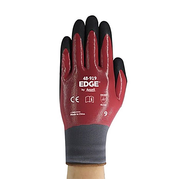 Găng tay chống cắt Ansell Edge 48-919 sở hữu lớp NBR được phủ kín toàn bộ lòng bàn tay và các kẽ hở ngón tay