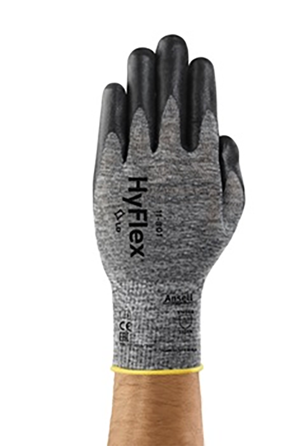 Găng tay cơ khí Ansell HYFLEX 11-801 được làm từ chất liệu nylon kết hợp với lớp phủ nitrile giúp cung cấp khả năng chống thủng, chống cắt, chống mài mòn và độ bám cao
