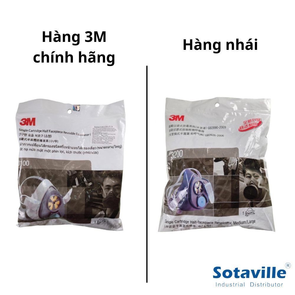 phân biệt thật- giả mặt nạ chống độc 3M 3100/3200